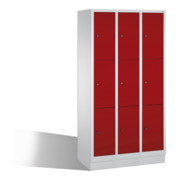 caisson de ventilation C+P Classic sur socle, 9 compartiments, H1800xL900xP500xP500mm façade rouge rubis corps gris clair-1