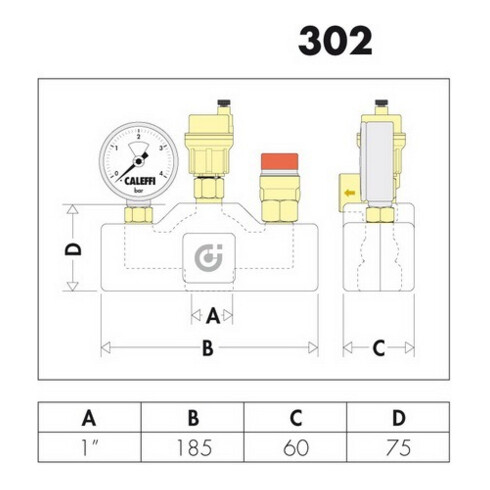 Caleffi Kesselgruppe HEIZCAL 1" IG mit Isolierung bis 50 kW