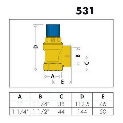 Caleffi Membran-Sicherheitsventil 1", 6 bar