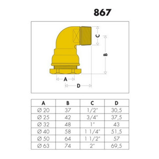 Caleffi Winkelverschraubung 867 Messing 25 x 3/4" AG