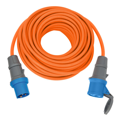 Camping-/Maritim CEE Verlängerungskabel 230V IP44 25m H07RN-F 3G2,5 orange CEE 230V/16A Stecker und Kupplung