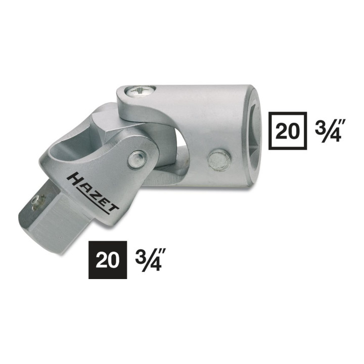 Cardan universel 1021 ∙ Carré creux 20 mm (3/4 pouce) ∙ Carré massif 20 mm (3/4 pouce) HAZET