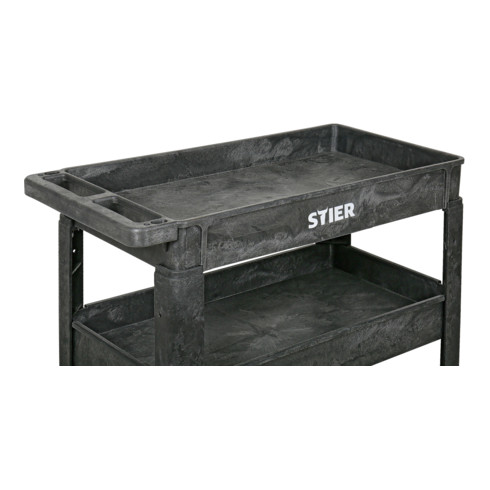 STIER Carrello multiuso in plastica con 3 ripiani 250 kg lungh.xlargh.xalt. 870x430x850 mm