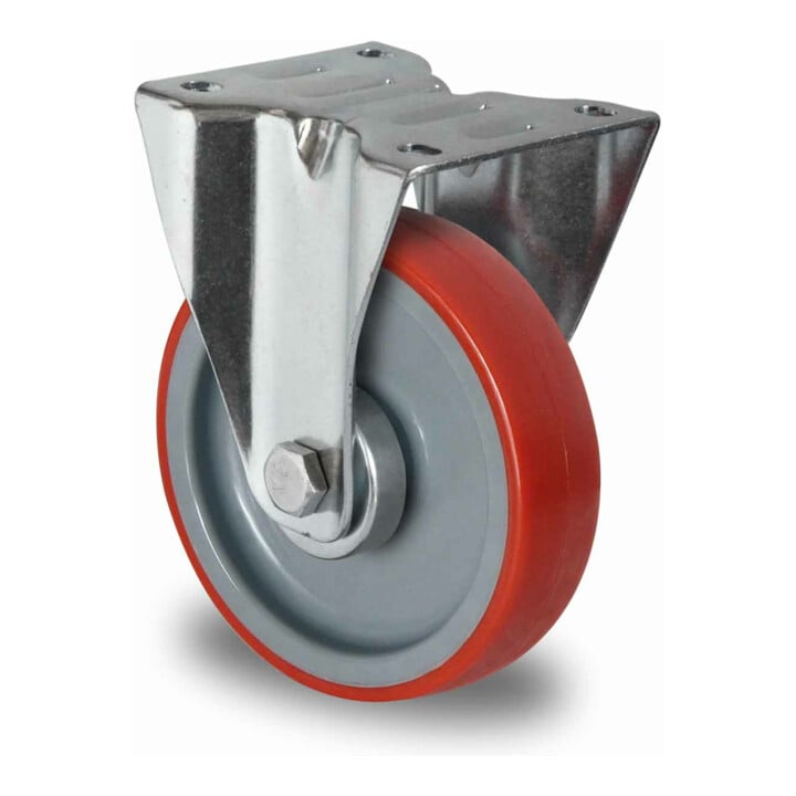 Set CASCOO Lenkrolle mit Totalfeststeller ø 160 mm Serie N2U6 Rollenlager + Bockrolle ø 160 mm Serie N2U6 Rollenlager