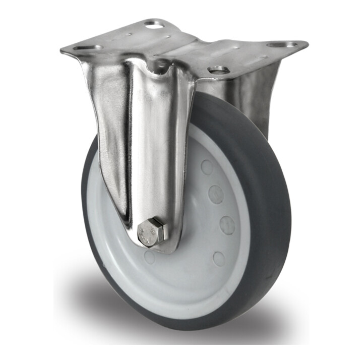 CASCOO Bockrolle ø 80 mm Serie P2W2 Gleitlager Edelstahl
