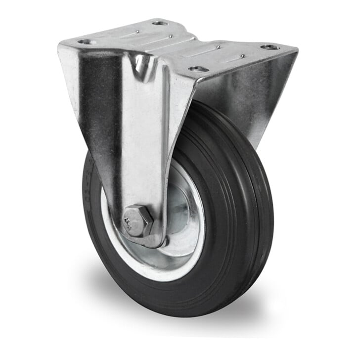 Set CASCOO Lenkrolle mit Totalfeststeller ø 100 mm Serie SWS4 Rollenlager + Bockrolle ø 100 mm Serie SWS4 Rollenlager