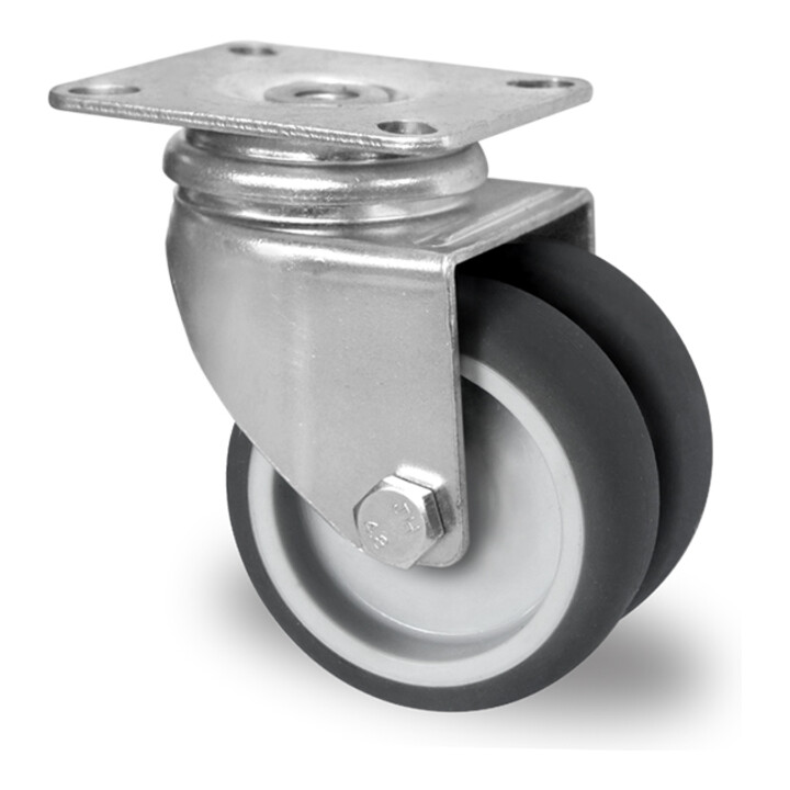 CASCOO Doppel-Lenkrolle ø 50 mm Serie P2T2 Gleitlager