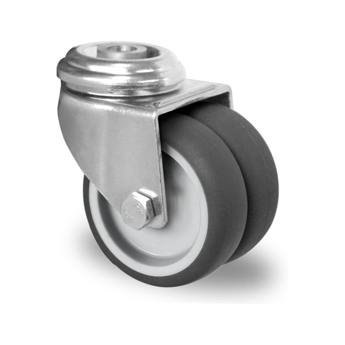 CASCOO Doppel-Lenkrolle Rückenloch Serie P2T2 Gleitlager