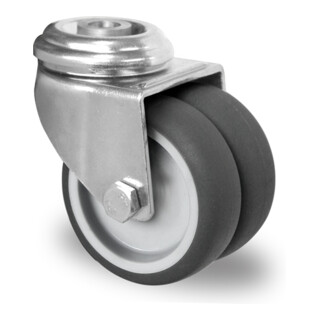 CASCOO Dubbele zwenkwiel met ruggat Serie P2T2 glijlager