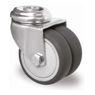 CASCOO Dubbele zwenkwiel met ruggat Serie P2T2 kogellager