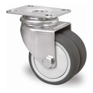 CASCOO Dubbele zwenkwiel ø 75 mm Serie P2T2 kogellager