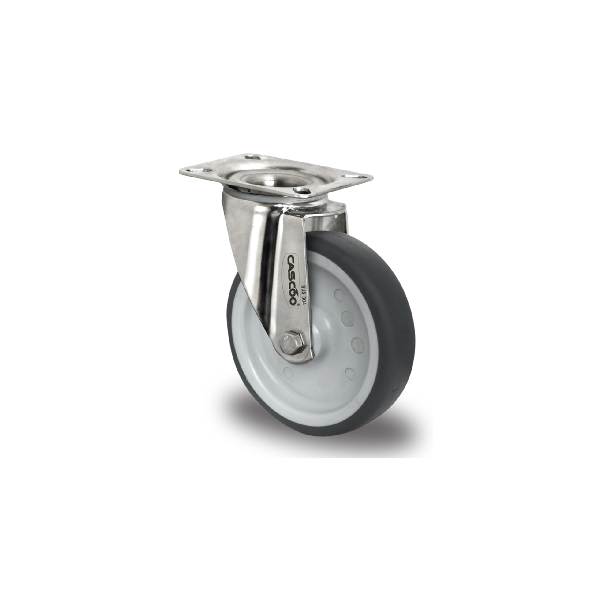 CASCOO Lenkrolle ø 80 mm Serie P2W2 Gleitlager Edelstahl