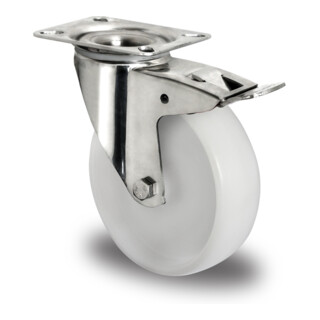 CASCOO Lenkrolle mit Totalfeststeller Serie N0N0 Gleitlager Edelstahl