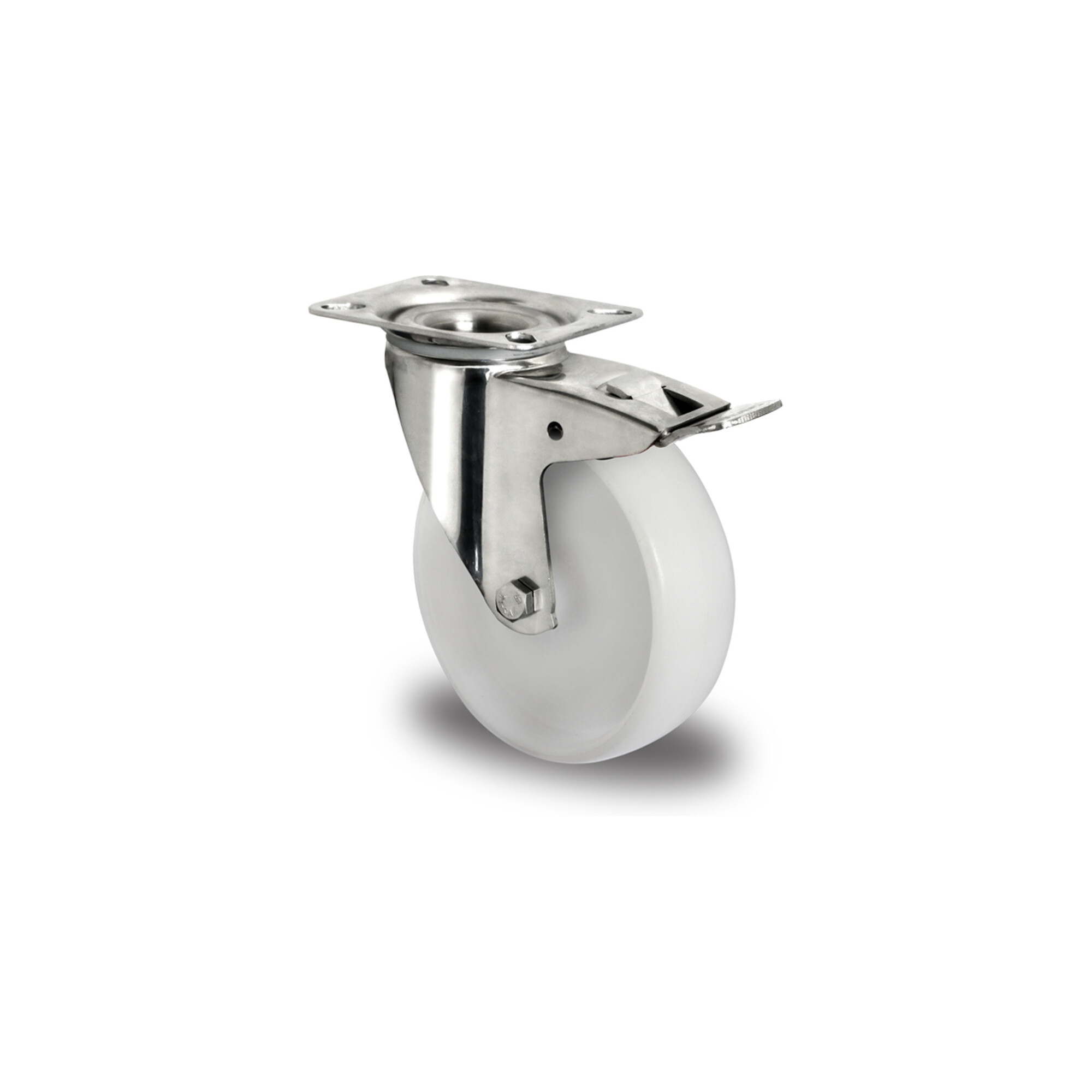 CASCOO Lenkrolle mit Totalfeststeller ø 100 mm Serie N0N0 Gleitlager Edelstahl