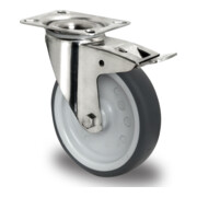 CASCOO Lenkrolle mit Totalfeststeller ø 100 mm Serie P2W2 Gleitlager Edelstahl-1