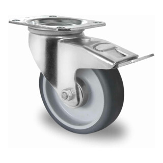 CASCOO Lenkrolle mit Totalfeststeller ø 100 mm Serie P2W2 Rollenlager