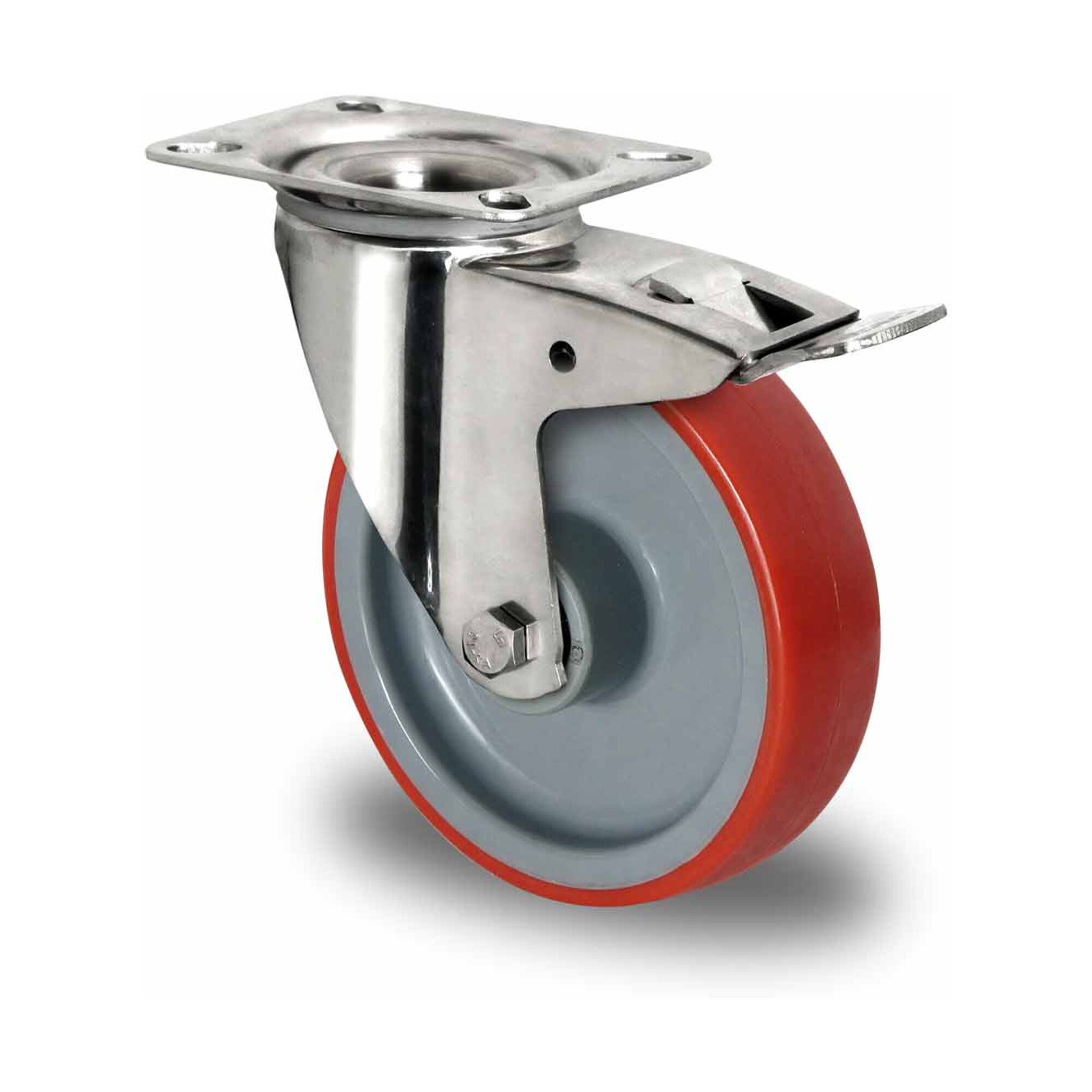 CASCOO Lenkrolle mit Totalfeststeller ø 125 mm Serie N2U6 Rollenlager Edelstahl