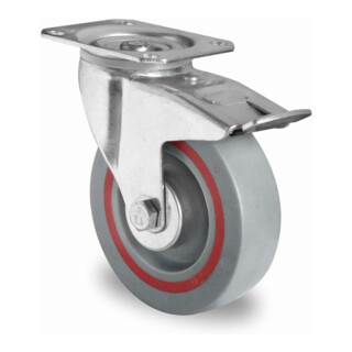 CASCOO Lenkrolle mit Totalfeststeller ø 125 mm Serie T6P2 Rollenlager