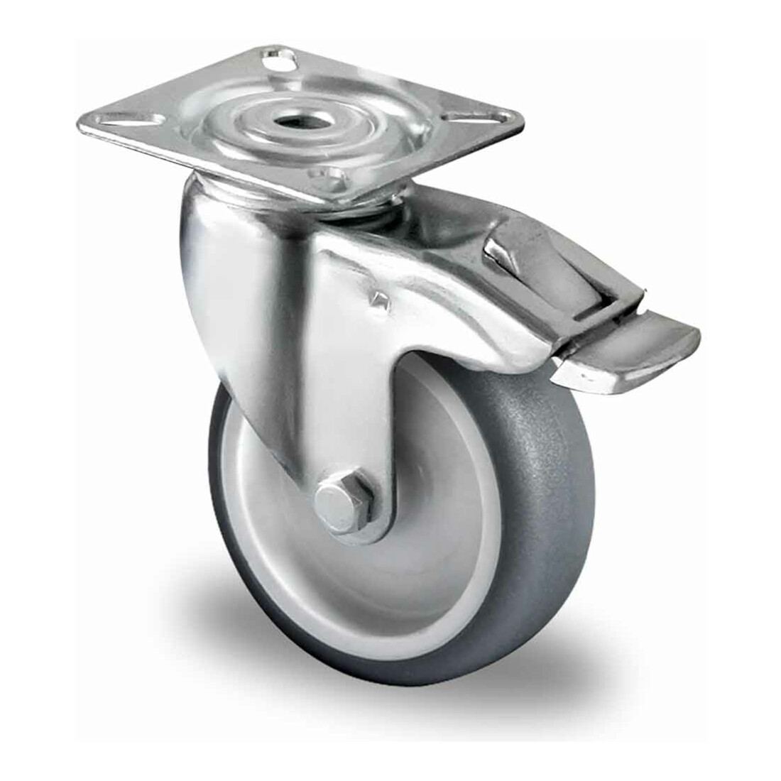 CASCOO Lenkrolle mit Totalfeststeller ø 75 mm Serie P2T2 Gleitlager
