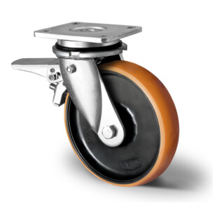 CASCOO Lenkrolle mit Totalfeststeller im Vorlauf Serie Z4U5 Doppelkugellager