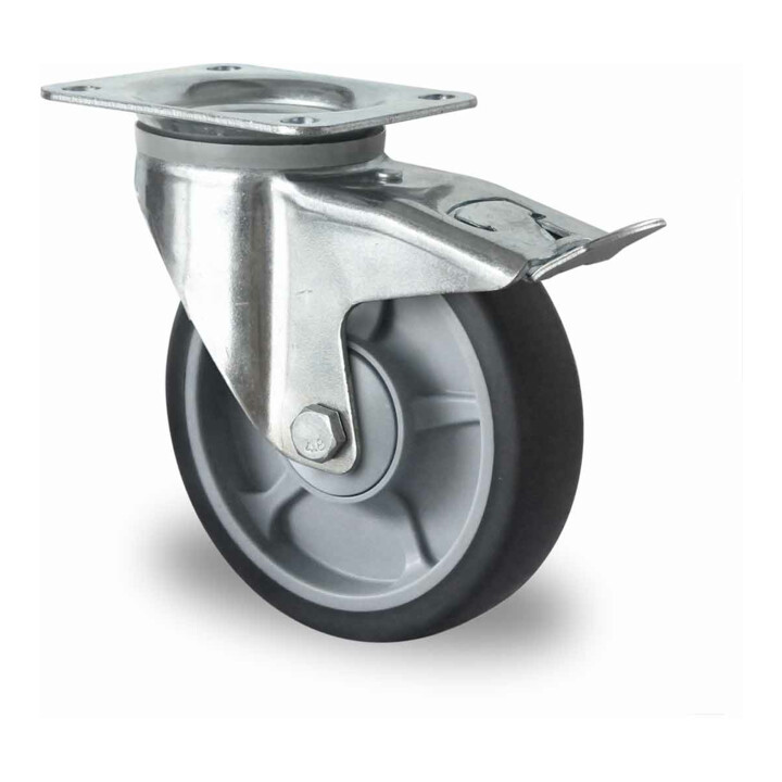 CASCOO Lenkrolle mit Totalfeststeller ø 100 mm Serie P2G2 Kugellager