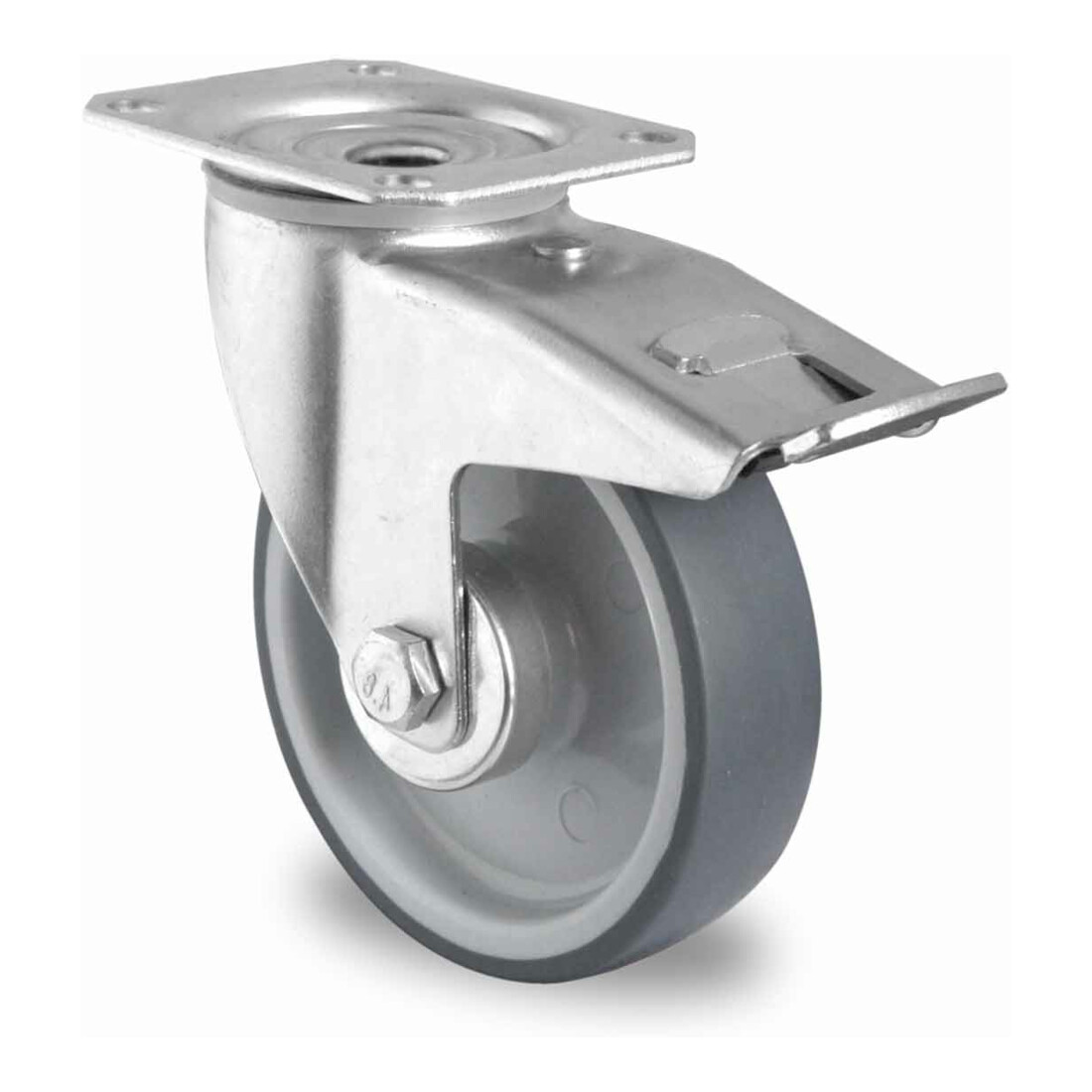 CASCOO Lenkrolle mit Totalfeststeller ø 100 mm Serie P2V2 Rollenlager