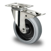 CASCOO Lenkrolle mit Totalfeststeller Serie R4E2 Rollenlager Edelstahl-3