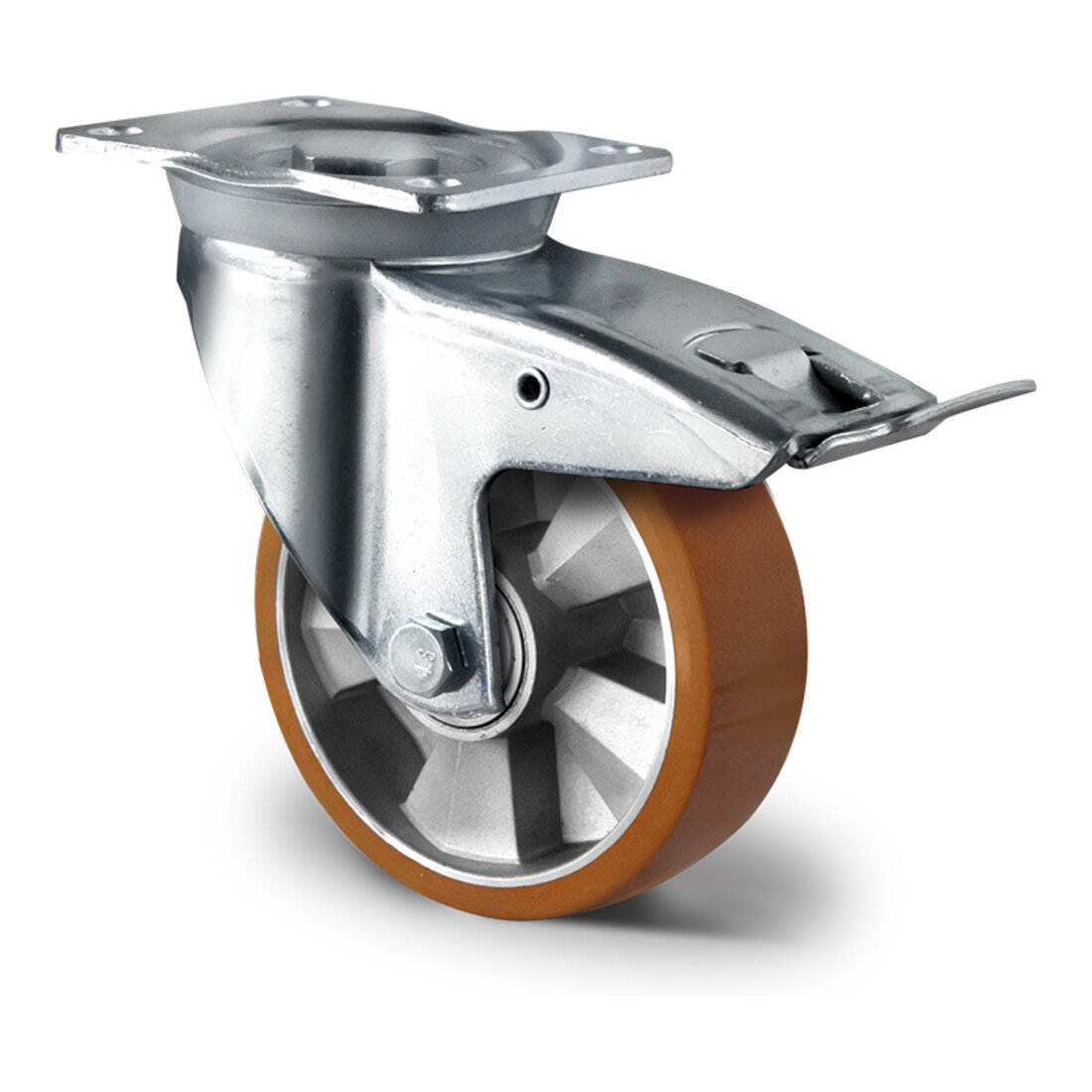 CASCOO Lenkrolle mit Totalfeststeller ø 125 mm Serie BAU5 Doppelkugellager K-Serie