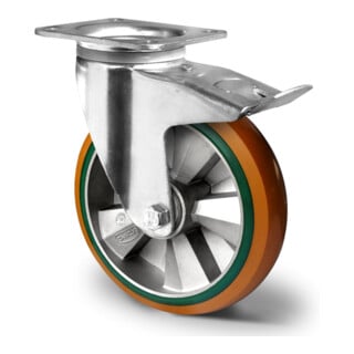 CASCOO Lenkrolle mit Totalfeststeller ø 125 mm Serie BAY5 Doppelkugellager E-Serie