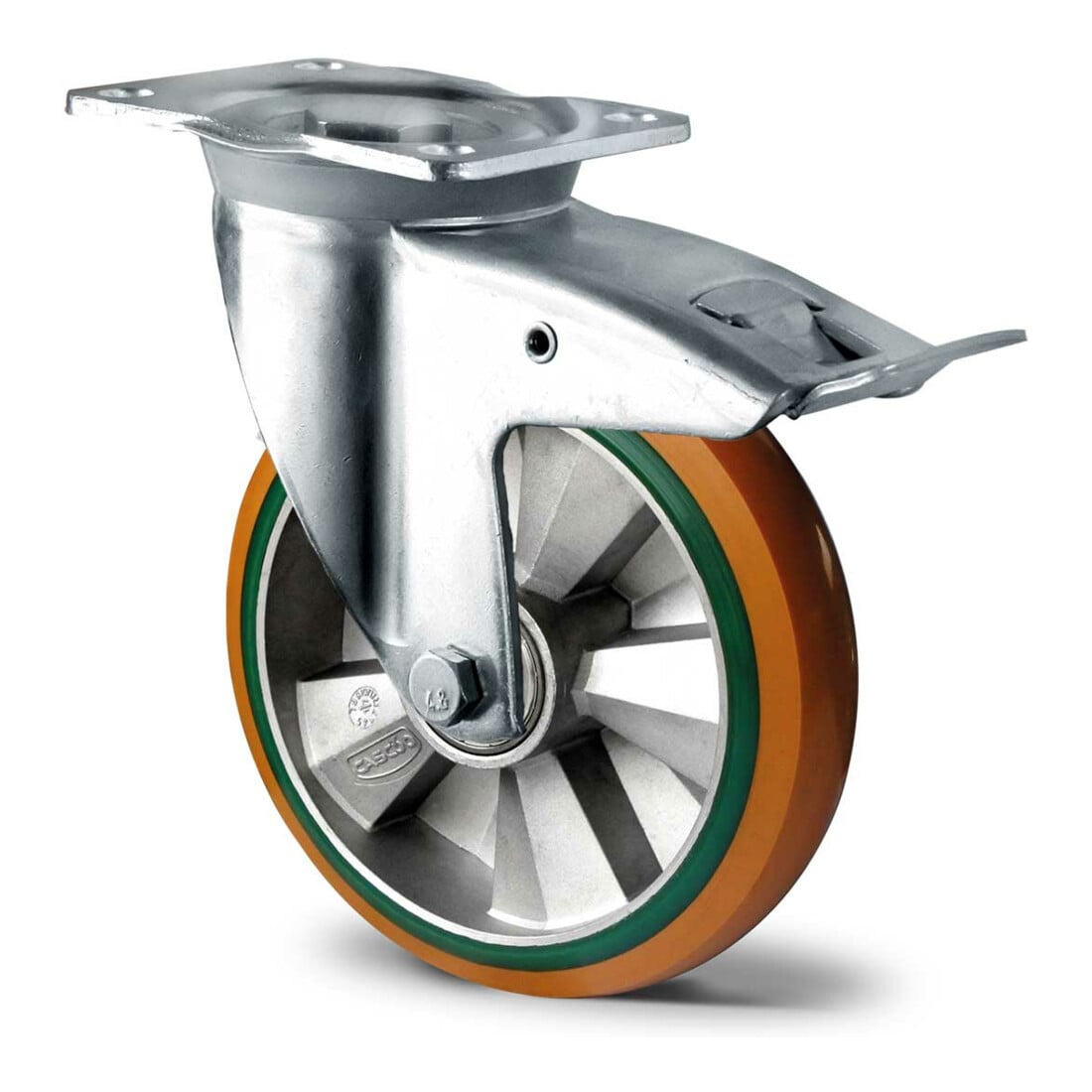 CASCOO Lenkrolle mit Totalfeststeller ø 125 mm Serie BAY5 Doppelkugellager K-Serie