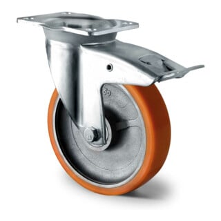 CASCOO Lenkrolle mit Totalfeststeller ø 125 mm Serie I2U5 Doppelkugellager K-Serie
