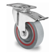 CASCOO Lenkrolle mit Totalfeststeller ø 125 mm Serie T6P2 Rollenlager-3