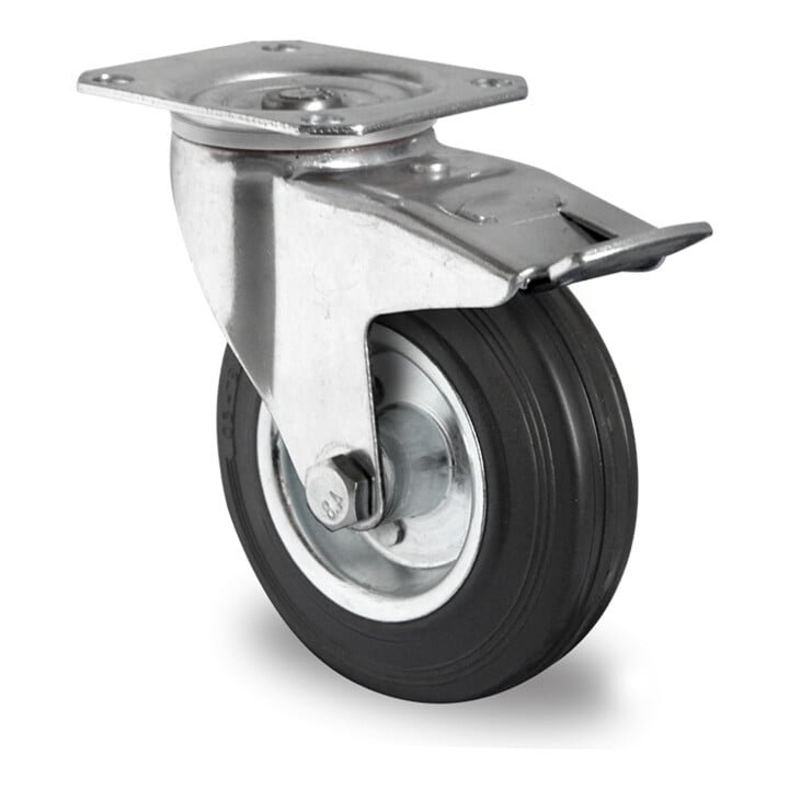 Set CASCOO Lenkrolle mit Totalfeststeller ø 200 mm Serie SWS4 Rollenlager + Bockrolle ø 200 mm Serie SWS4 Rollenlager