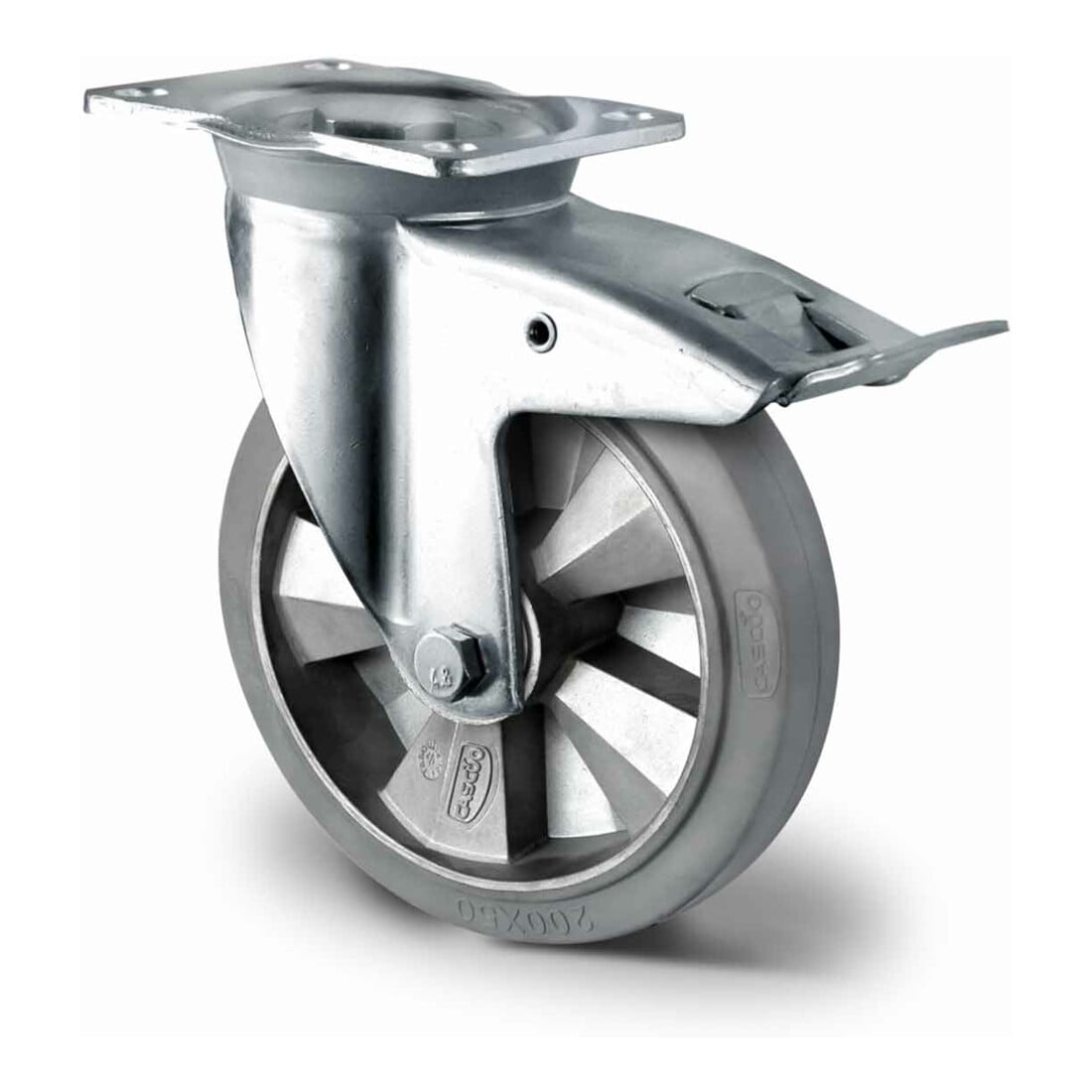CASCOO Lenkrolle mit Totalfeststeller ø 200 mm Serie BAF2 Doppelkugellager K-Serie