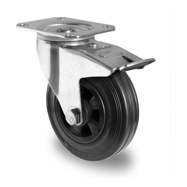 CASCOO Lenkrolle mit Totalfeststeller ø 200 mm Serie P4S4 Rollenlager