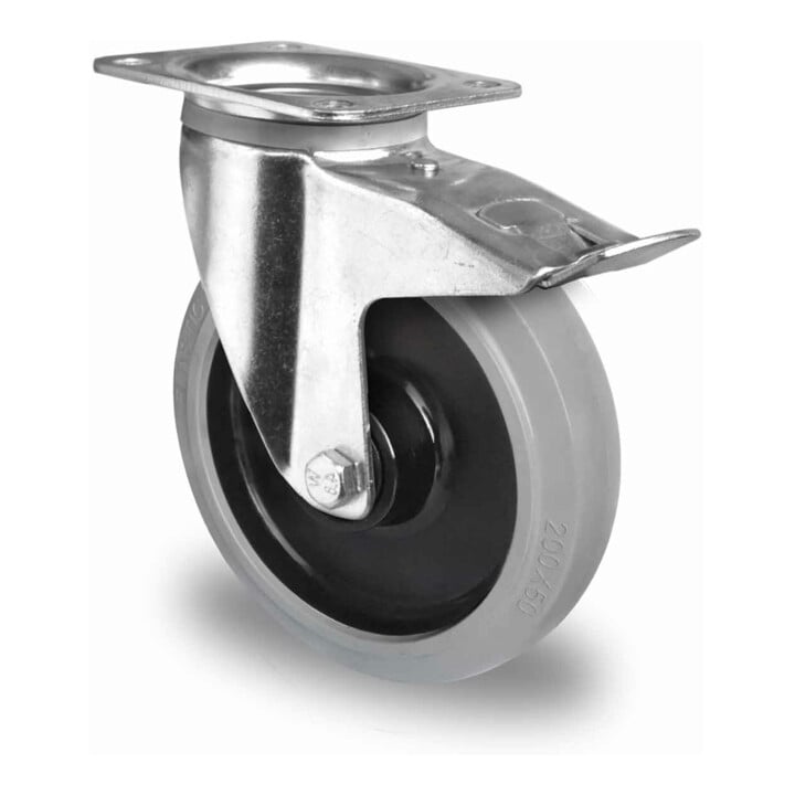 Set CASCOO Lenkrolle ø 80 mm Serie R4E2 Kugellager + Lenkrolle mit Totalfeststeller ø 80 mm Serie R4E2 Kugellager