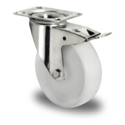 CASCOO Lenkrolle mit Totalfeststeller Serie N0N0 Gleitlager Edelstahl-3