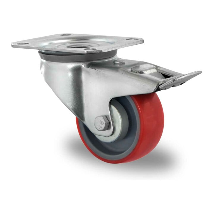 Set CASCOO Lenkrolle ø 100 mm Serie N2U6 Rollenlager + Lenkrolle mit Totalfeststeller ø 100 mm Serie N2U6 Rollenlager