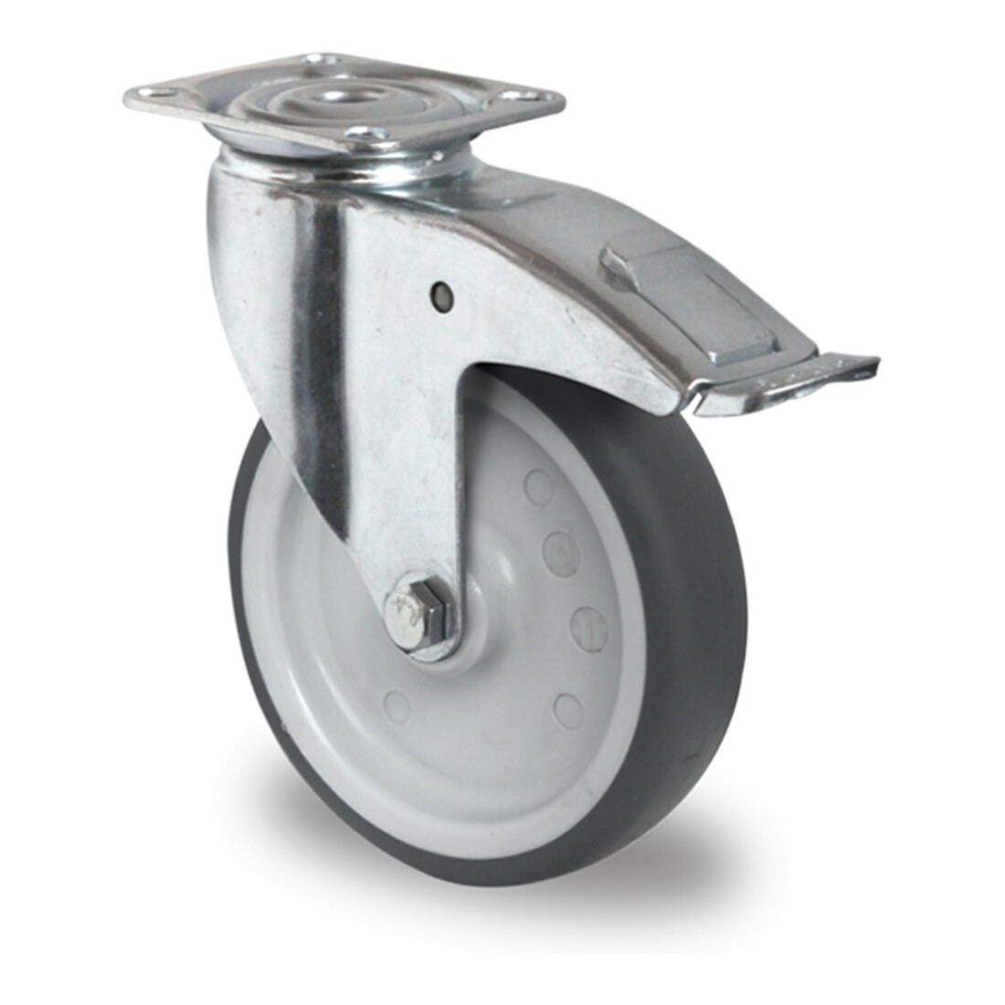 CASCOO Lenkrolle mit Totalfeststeller ø 80 mm Serie P2T2 Gleitlager