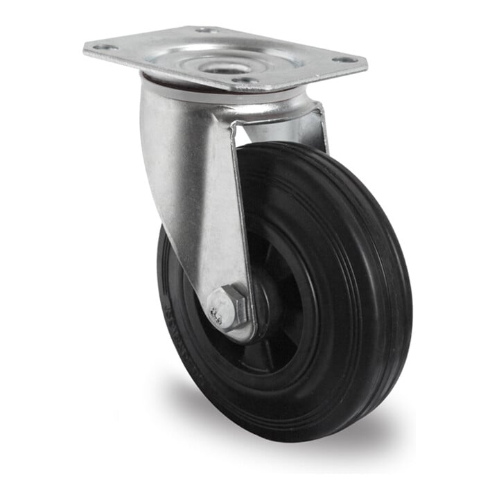 Set CASCOO Lenkrolle ø 125 mm Serie P4S4 Rollenlager + Bockrolle ø 125 mm Serie P4S4 Rollenlager