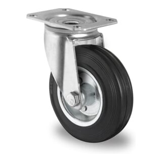 Set CASCOO Lenkrolle ø 125 mm Serie SWS4 Rollenlager + Lenkrolle mit Totalfeststeller ø 125 mm Serie SWS4 Rollenlager