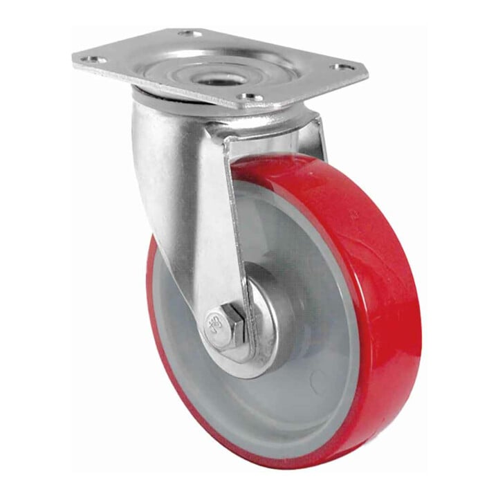 Set CASCOO Lenkrolle ø 125 mm Serie N2U6 Rollenlager + Bockrolle ø 125 mm...
