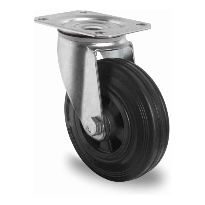 Set CASCOO Lenkrolle ø 160 mm Serie P4S4 Rollenlager + Bockrolle ø 160 mm Serie P4S4 Rollenlager
