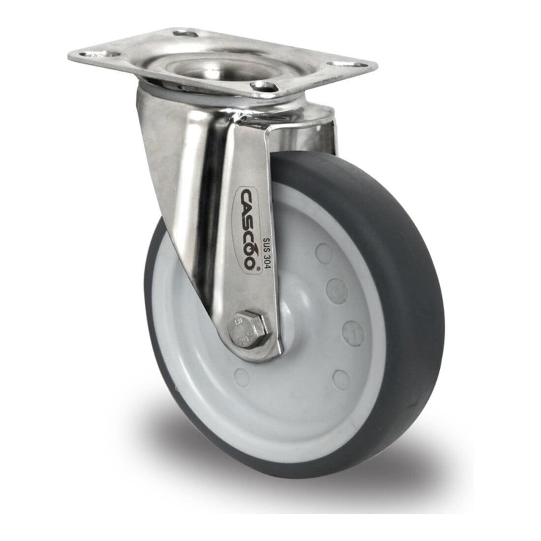 CASCOO Lenkrolle ø 200 mm Serie P2V2 Gleitlager Edelstahl