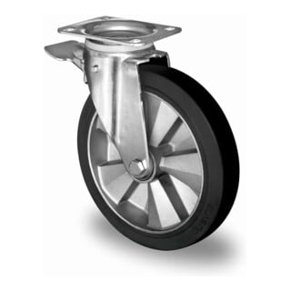 CASCOO Roulette directionnelle avec frein et vis de réglage ø 250 mm série BAF4 à double roulement à billes