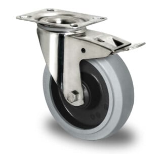CASCOO Roulette pivotante avec frein total série R4E2 roulement à billes inoxydable