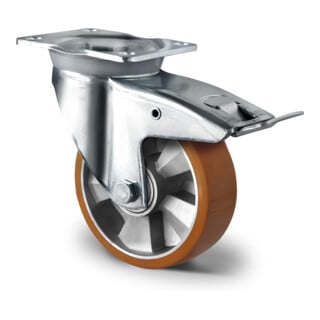 CASCOO Roulette directionnelle avec frein total ø 125 mm Série BAU5 Roulement à billes double K-Serie