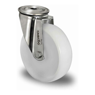 CASCOO Roulette pivotante à trou arrière série N0N0, palier lisse, acier inoxydable