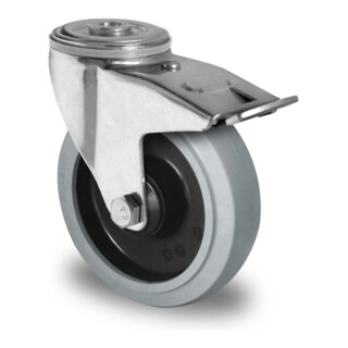 CASCOO Roulette pivotante à trou central avec frein total ø 160 mm série R4E2 à double roulement à billes
