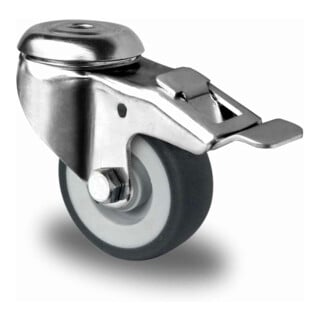 CASCOO Roulette pivotante à trou central avec frein total Série P2T2 palier lisse acier inoxydable
